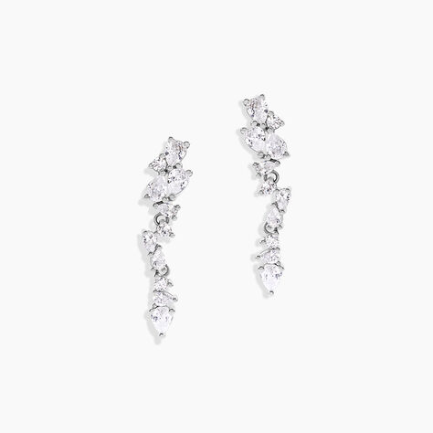 Boucles D'Oreilles Pendantes Tapis Rouge Argent Blanc Oxyde De Zirconium - Boucles d'oreilles fantaisie Femme | Histoire d&rsquo;Or