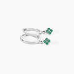 Cr&eacute;oles Clova Argent Blanc Pierre De Synthese - Boucles d'oreilles cr&eacute;oles Femme | Histoire d&rsquo;Or