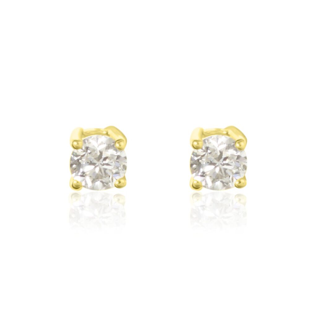 Boucles D'oreilles Puces Aphrodite Or Jaune Diamant - Clous d'oreilles Famille | Histoire d&rsquo;Or