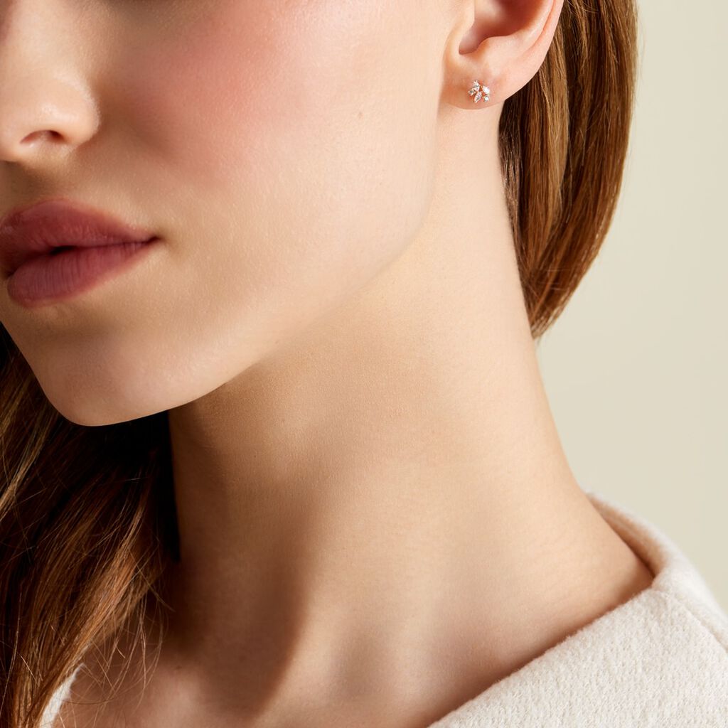 Boucles D'oreilles Puces Glorinda Or Jaune Oxyde De Zirconium - Clous d'oreilles Femme | Histoire d’Or