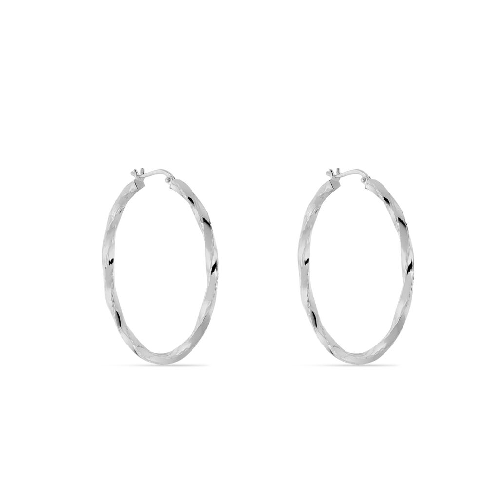 Créoles Argent Blanc Diane - Boucles d'oreilles créoles Femme | Histoire d’Or