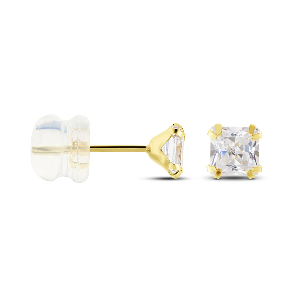 Boucles D'oreilles Puces Or Jaune Doreen Oxydes De Zirconium - Clous d'oreilles Famille | Histoire d’Or