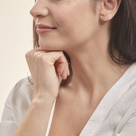 Boucles D'oreilles Puces Cara Grain De Cafe Or Jaune - Clous d'oreilles Femme | Histoire d’Or
