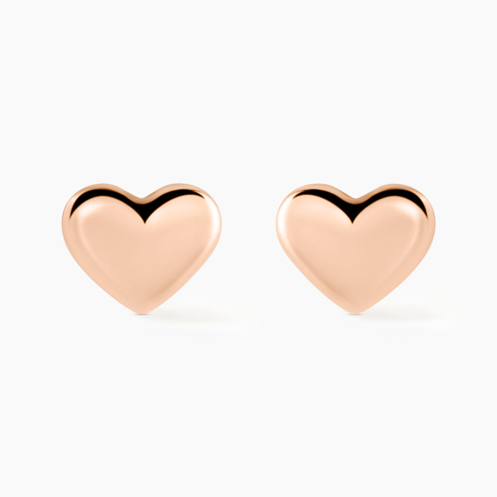 Boucles D'oreilles Puces Lison Or Rose - Boucles d'Oreilles Coeur Enfant | Histoire d’Or