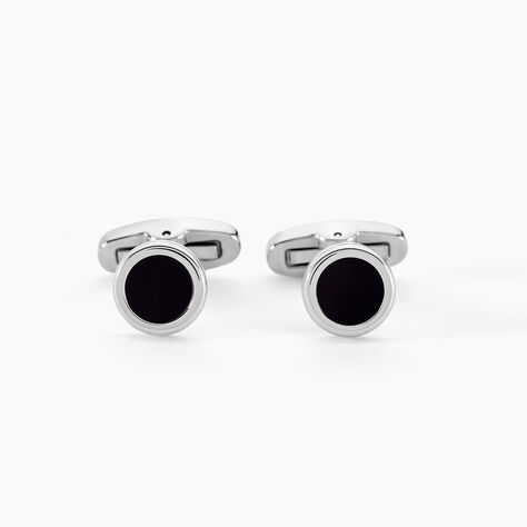 Boutons De Manchettes Jourdan Athos Acier Argenté Onyx - Les jours précieux jusqu'à -50% Homme | Histoire d’Or