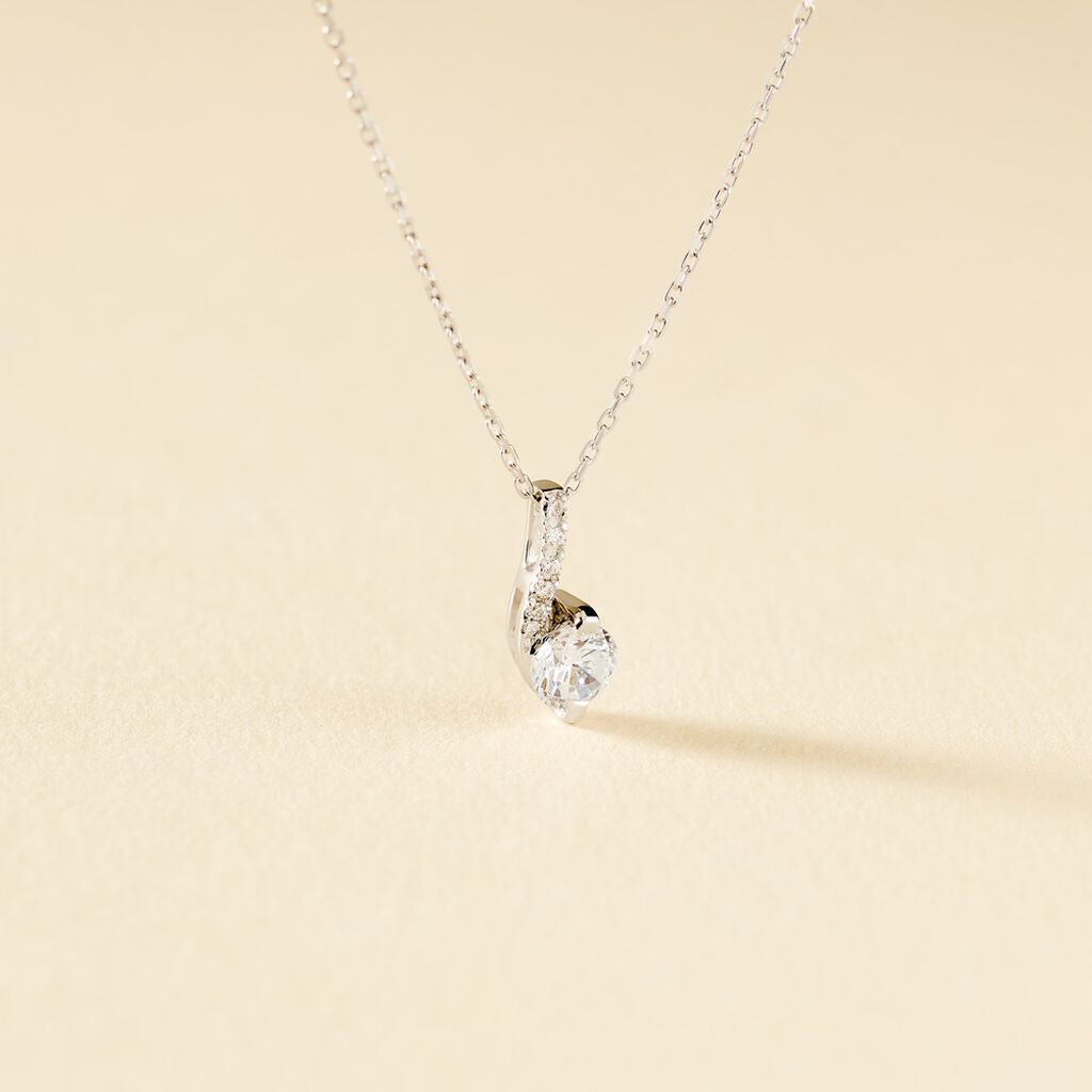 Collier Olly Or Blanc Oxyde De Zirconium - Colliers Femme | Histoire d’Or