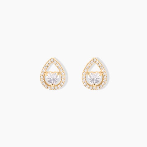 Boucles D'oreilles Puces Norig Plaqu&eacute; Or Jaune Oxyde De Zirconium - Boucles d'oreilles fantaisie Femme | Histoire d&rsquo;Or