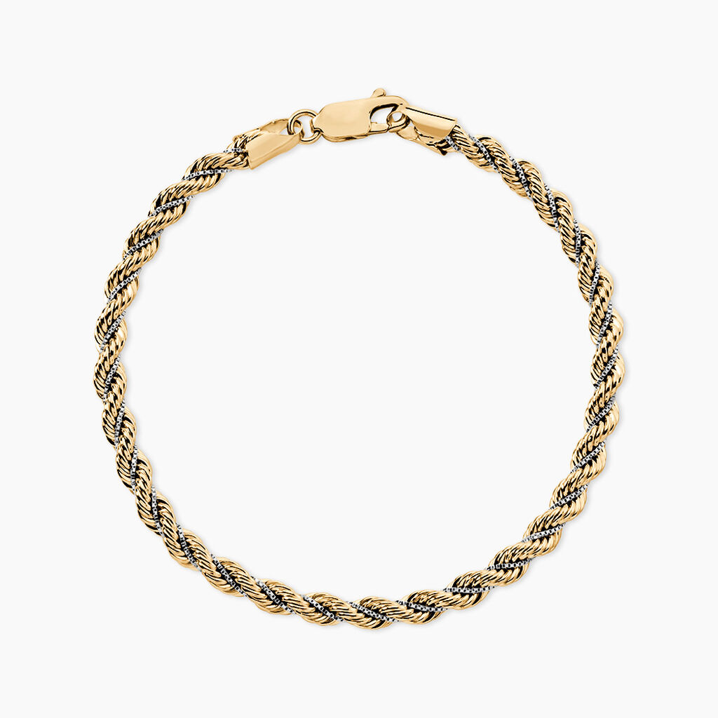 Bracelet Cordelia Maille Corde Et Venitienne Or Bicolore - Bracelets cha&icirc;ne Femme | Histoire d&rsquo;Or