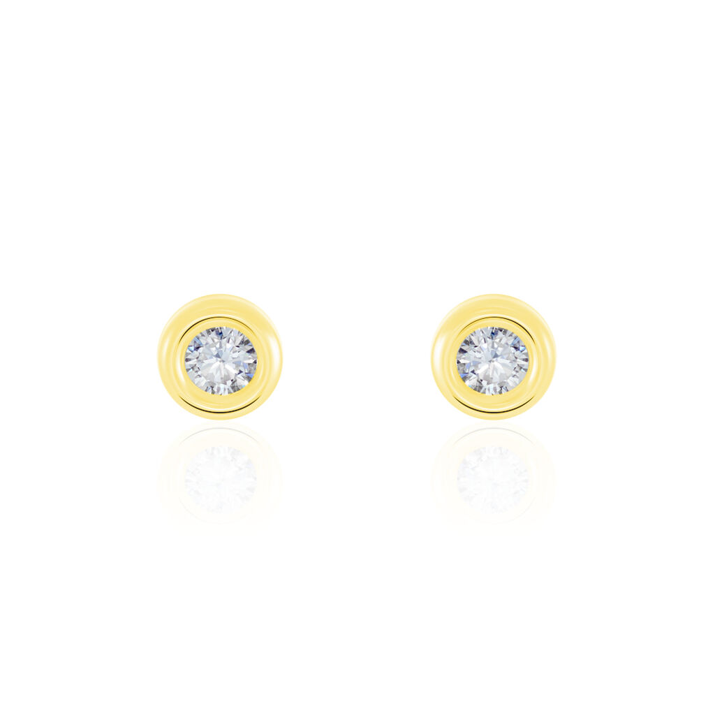 Boucles D'oreilles Puces Eden Serti Pneu Or Jaune Oxyde De Zirconium - Clous d'oreilles Femme | Histoire d’Or
