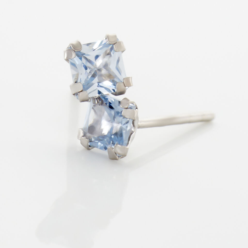 Boucles D'oreilles Puces Doreen Carre Or Blanc Oxyde De Zirconium - Clous d'oreilles Femme | Histoire d&rsquo;Or