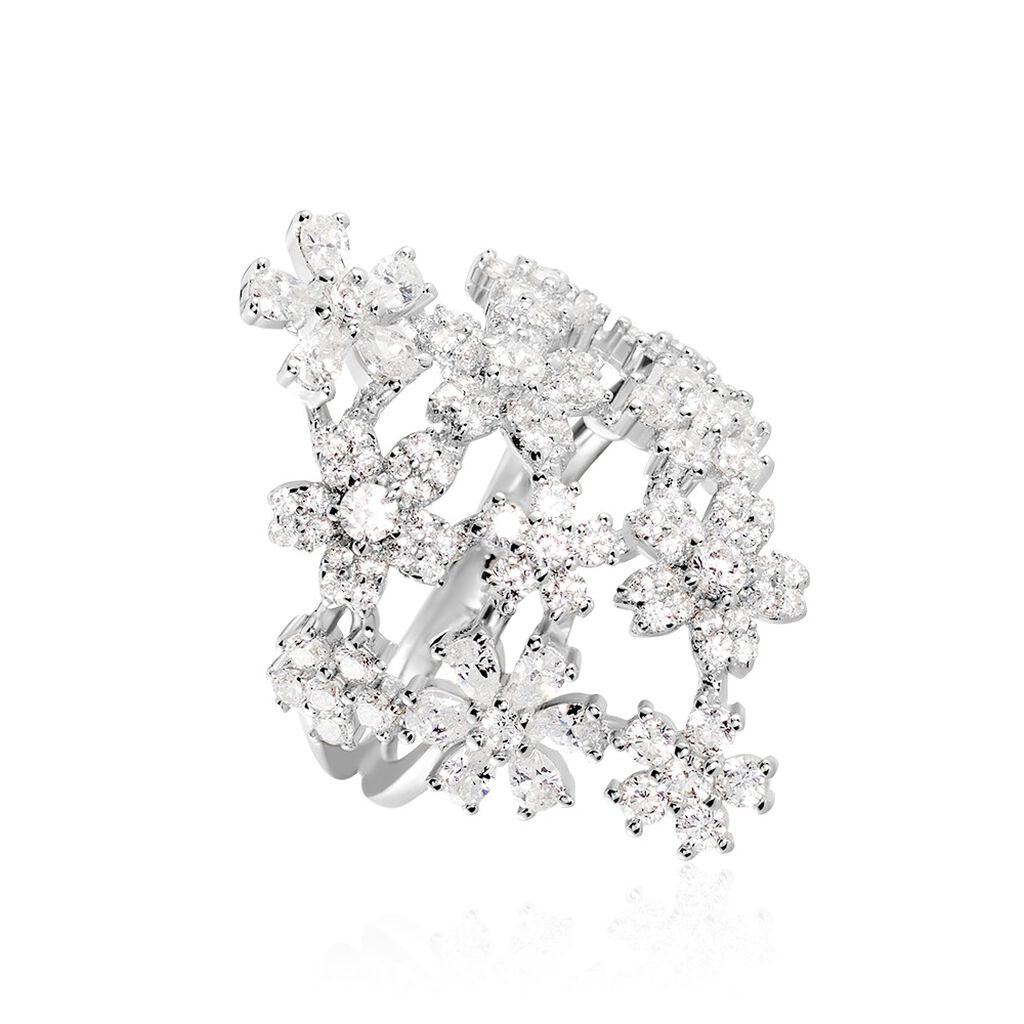 Bague Midnight Flower Argent Blanc Oxyde De Zirconium - Bagues avec pierre Femme | Histoire d’Or