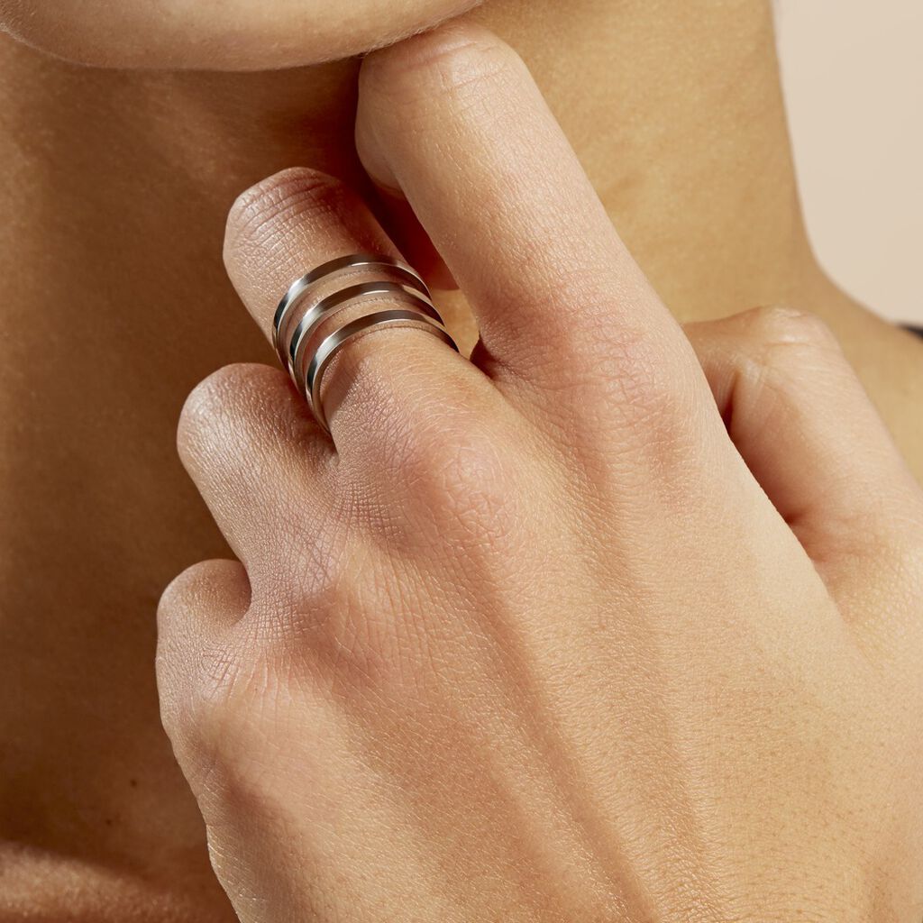 Bague Ajustable Adel Acier Blanc - Bagues fantaisie Femme | Histoire d’Or