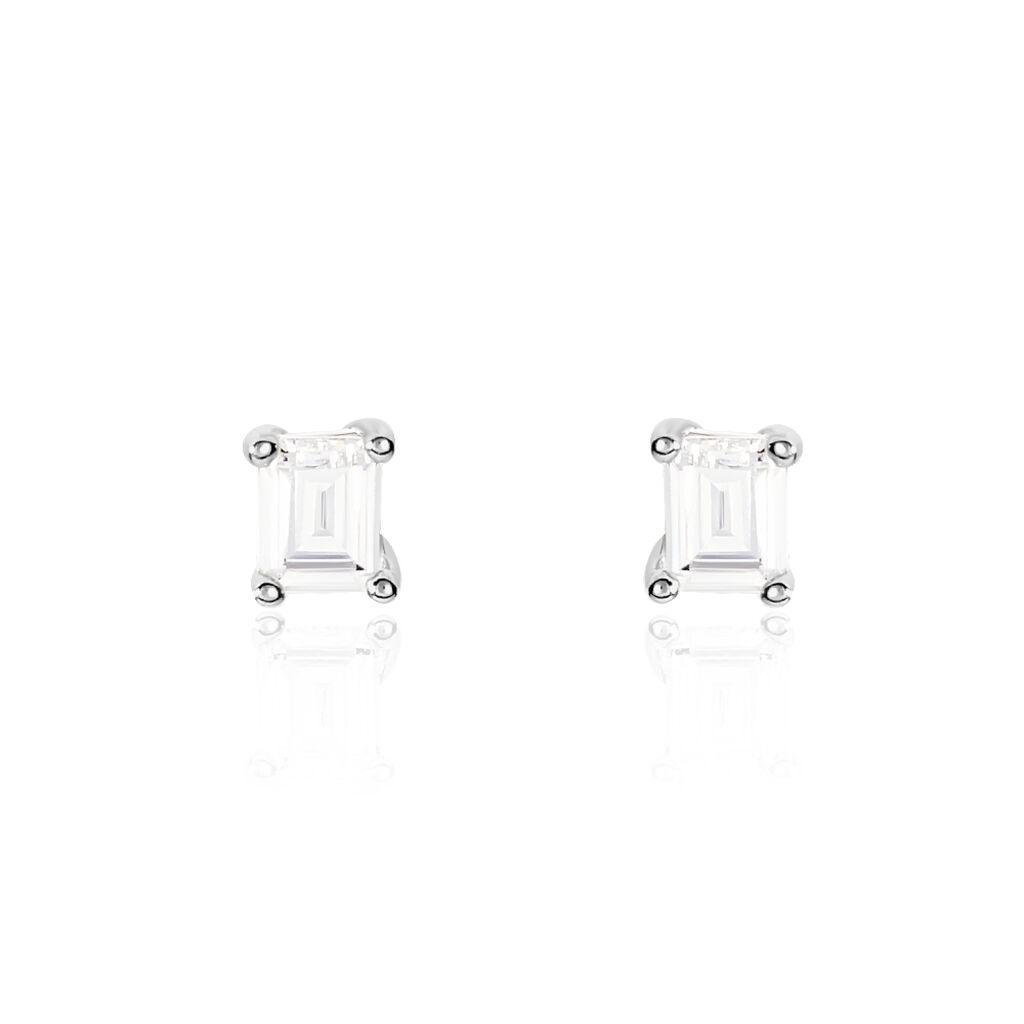 Boucles D'oreilles Puces Mathilda Argent Blanc Oxyde De Zirconium - Boucles d'oreilles fantaisie Femme | Histoire d’Or