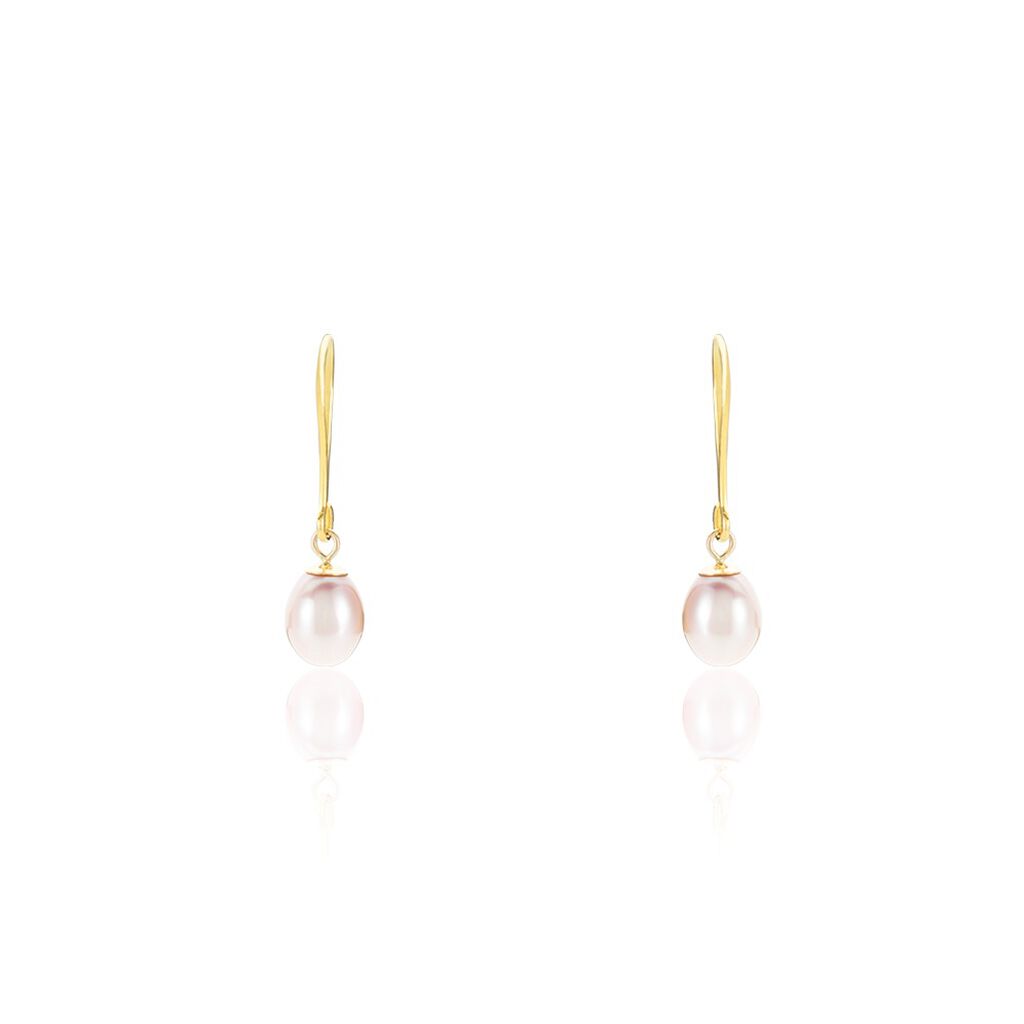Boucles D’oreilles Pendantes Baroque Or Jaune Perles De Culture