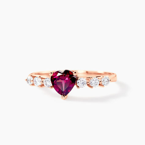 Bague Solitaire Accompagn&eacute; Or Rose Samanta Rhodolite - Bagues solitaires Femme | Histoire d&rsquo;Or