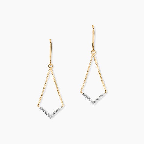 Boucles D'Oreilles Pendantes Italus Or Jaune Diamant - Boucles d'oreilles pendantes Femme | Histoire d&rsquo;Or
