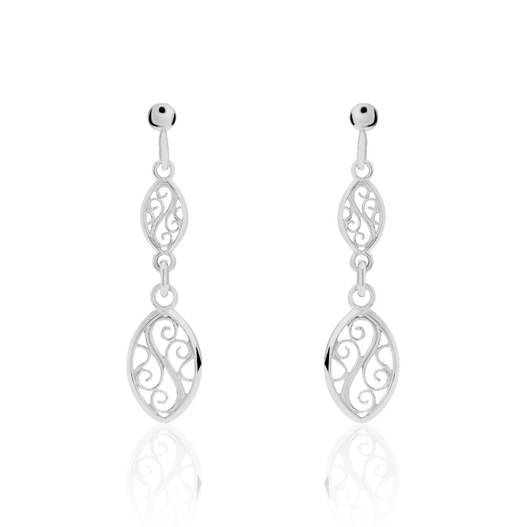 Boucles D'oreilles Pendantes Mahee Argent Blanc - Boucles d'oreilles fantaisie Femme | Histoire d’Or