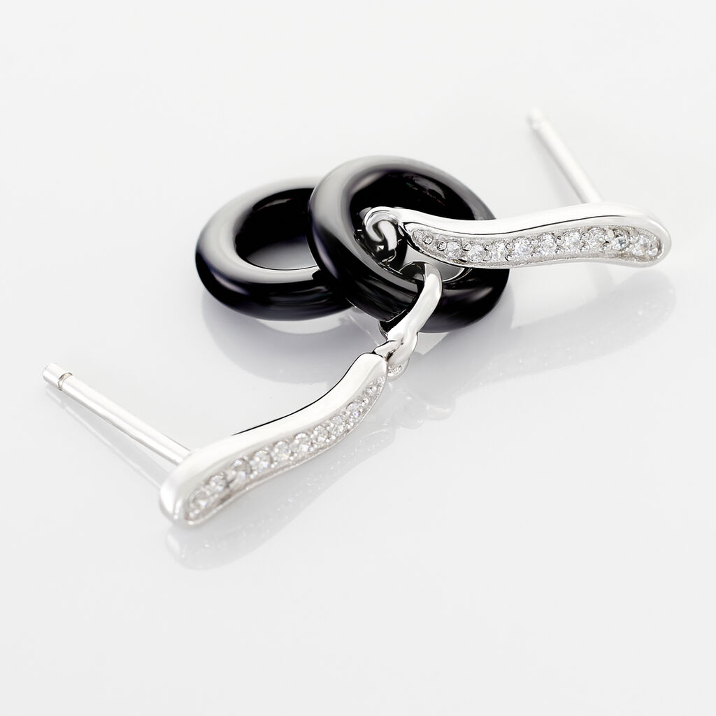 Boucles D'oreilles Pendantes Delphinia Argent Blanc Oxyde De Zirconium - Boucles d'oreilles fantaisie Femme | Histoire d&rsquo;Or