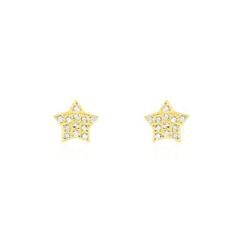 Boucles D'oreilles Puces Or Jaune Fragaria Oxydes - Clous d'oreilles Femme | Histoire d’Or