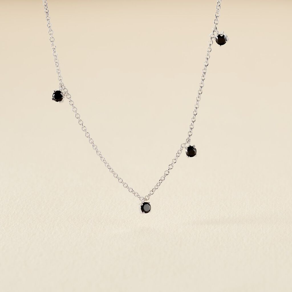 Collier Callias Argent Blanc Oxyde De Zirconium Noir - Colliers fantaisie Femme | Histoire d&rsquo;Or