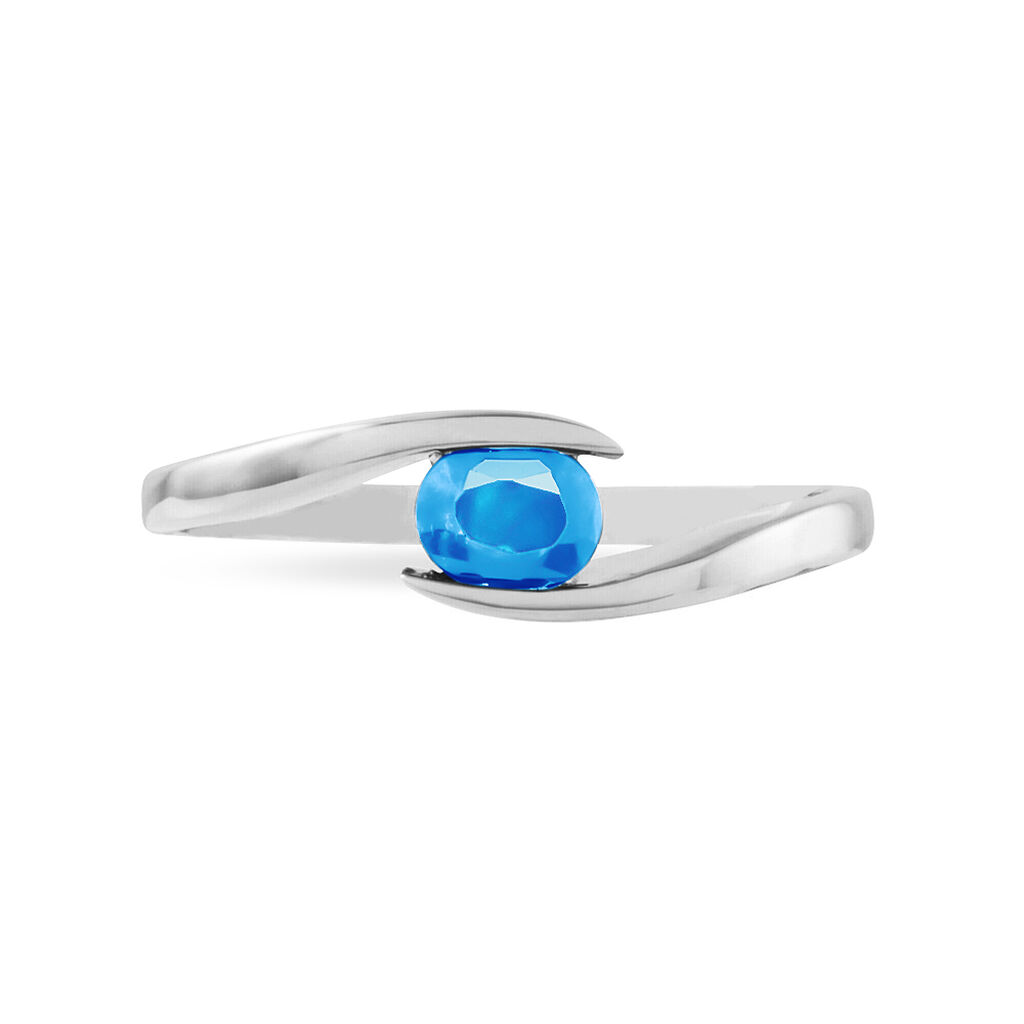 Bague Camilia Or Blanc Topaze - Bagues solitaires Femme | Histoire d’Or