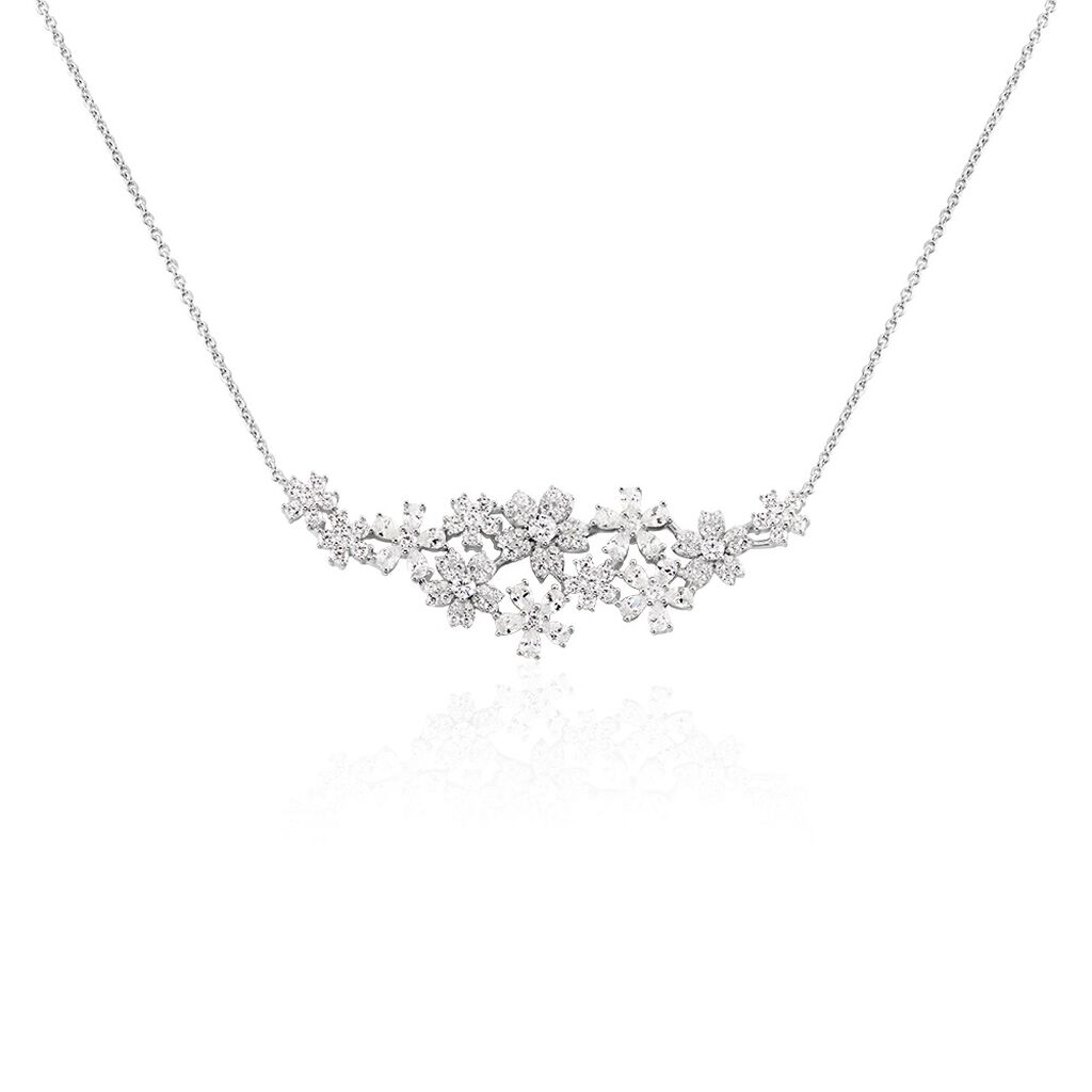 Collier Midnight Flower Argent Blanc Oxyde De Zirconium - Colliers Femme | Histoire d&rsquo;Or