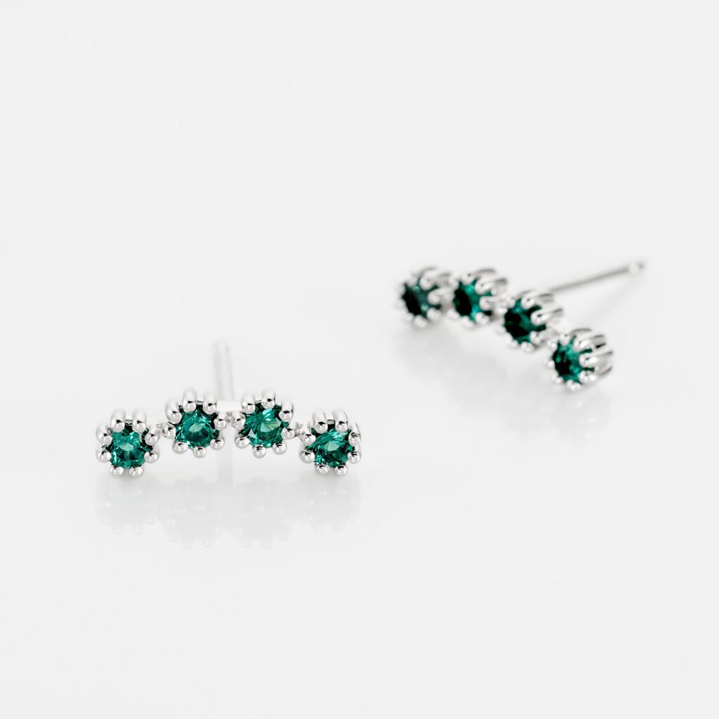 Boucles D'oreilles Puces Karrie Argent Blanc Oxyde De Zirconium - Boucles d'oreilles fantaisie Femme | Histoire d’Or