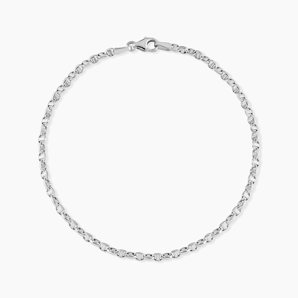 Bracelet Capucin Or Blanc Maille Marine Plate - Bracelets cha&icirc;ne Femme | Histoire d&rsquo;Or