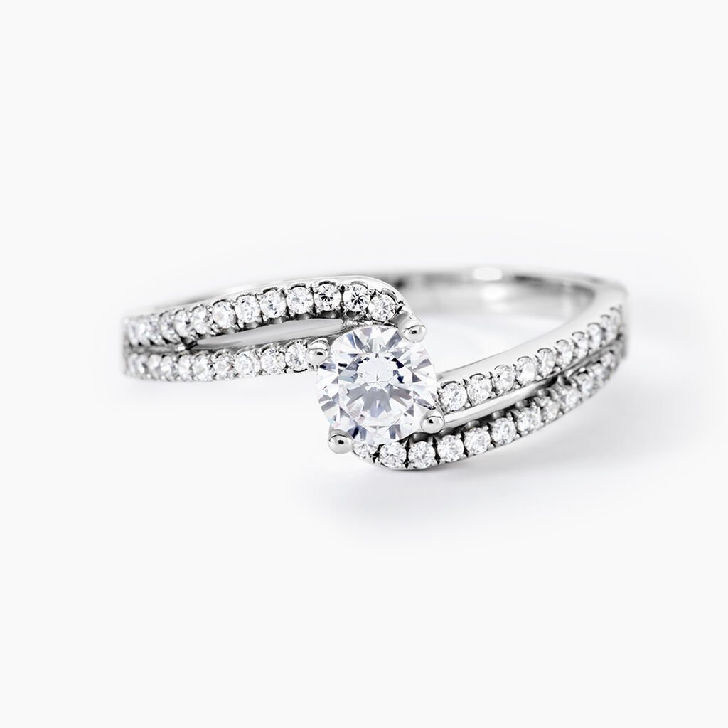 Bague Chrystel Argent Blanc Oxyde De Zirconium - Bagues solitaires Femme | Histoire d&rsquo;Or