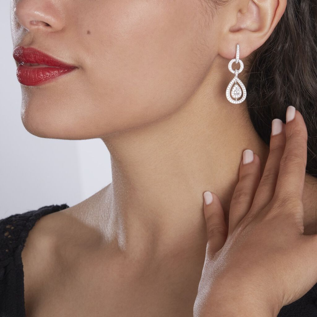 Boucles D'oreilles Pendantes Edward Argent Blanc Oxyde De Zirconium - Boucles d'oreilles pendantes Femme | Histoire d’Or