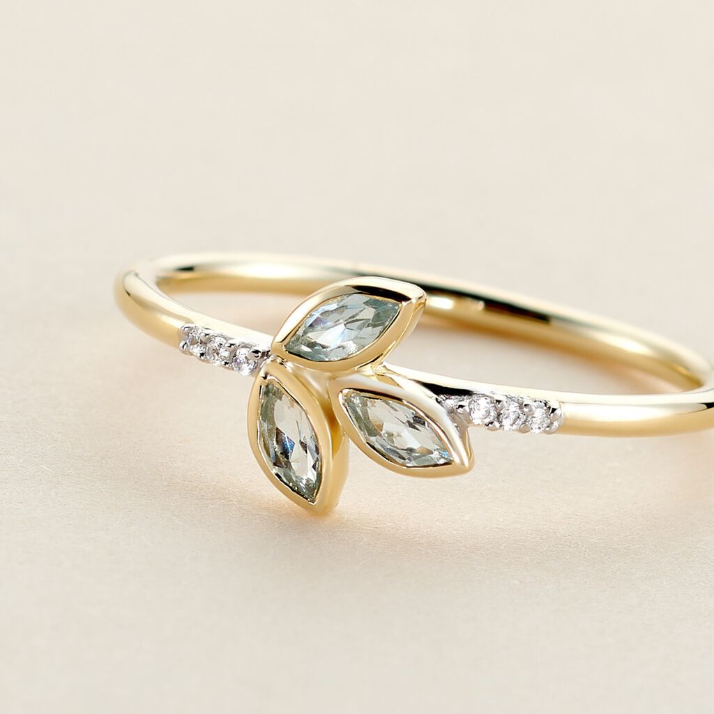 Bague Oc&eacute;an Or Jaune Topaze Oxyde De Zirconium - Bagues avec pierre Femme | Histoire d&rsquo;Or
