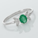 Bague Or Blanc Febe Emeraude - Bagues solitaires Femme | Histoire d&rsquo;Or