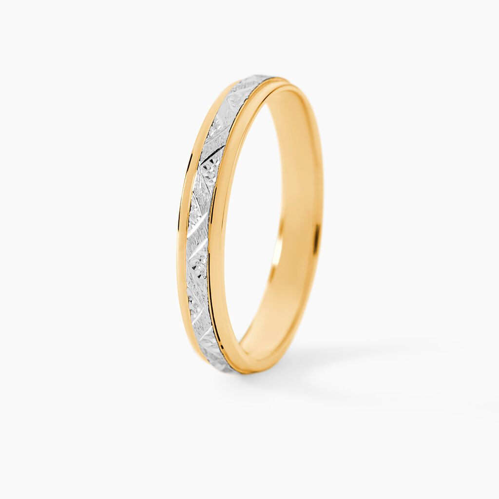 Alliance Cesarius Ruban Plat Or Bicolore - Alliances 18 carats Famille | Histoire d&rsquo;Or