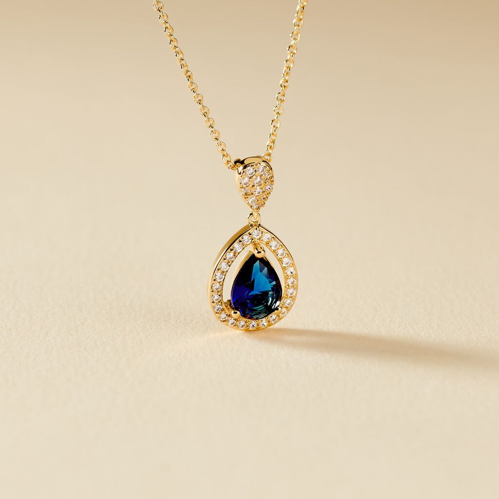 Collier Brigita Plaqu&eacute; Or Pierre De Synthese Et Oxyde De Zirconium - Colliers Femme | Histoire d&rsquo;Or