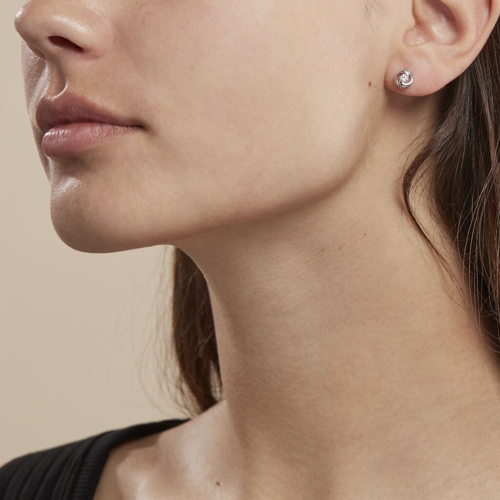 Boucles D'oreilles Puces Anne-andree Argent Blanc Oxyde De Zirconium - Boucles d'oreilles fantaisie Femme | Histoire d’Or