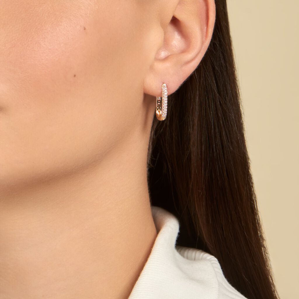 Créoles Domingo Plaqué Or Jaune Oxyde De Zirconium - Boucles d'oreilles créoles Femme | Histoire d’Or