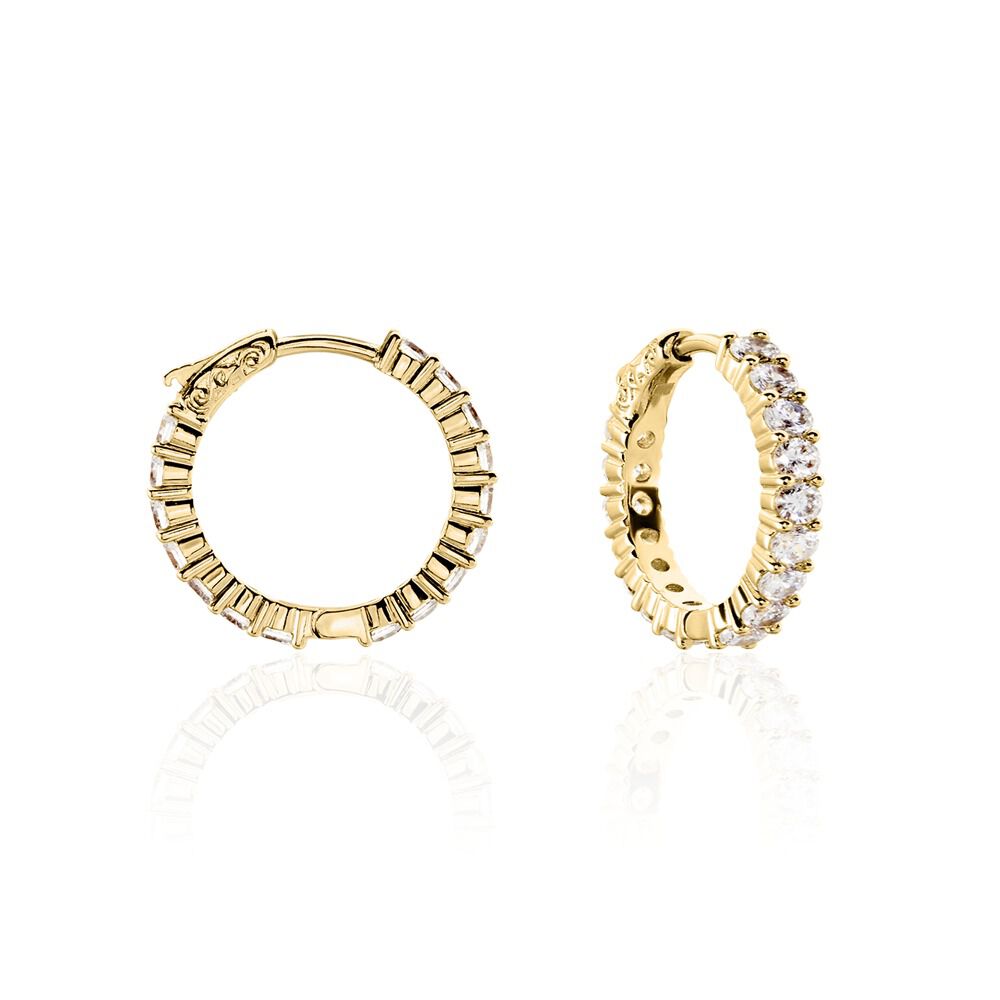 Boucles d oreilles cr oles Plaqu or Couleur Pierre Blanc