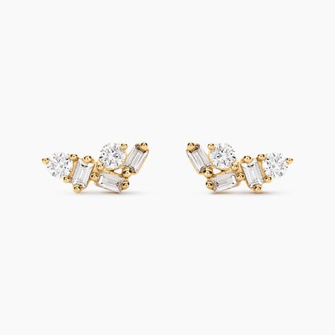 Boucles D'oreilles Puces Gemariah Or Jaune Diamant Synth&eacute;tique - Clous d'oreilles Femme | Histoire d&rsquo;Or