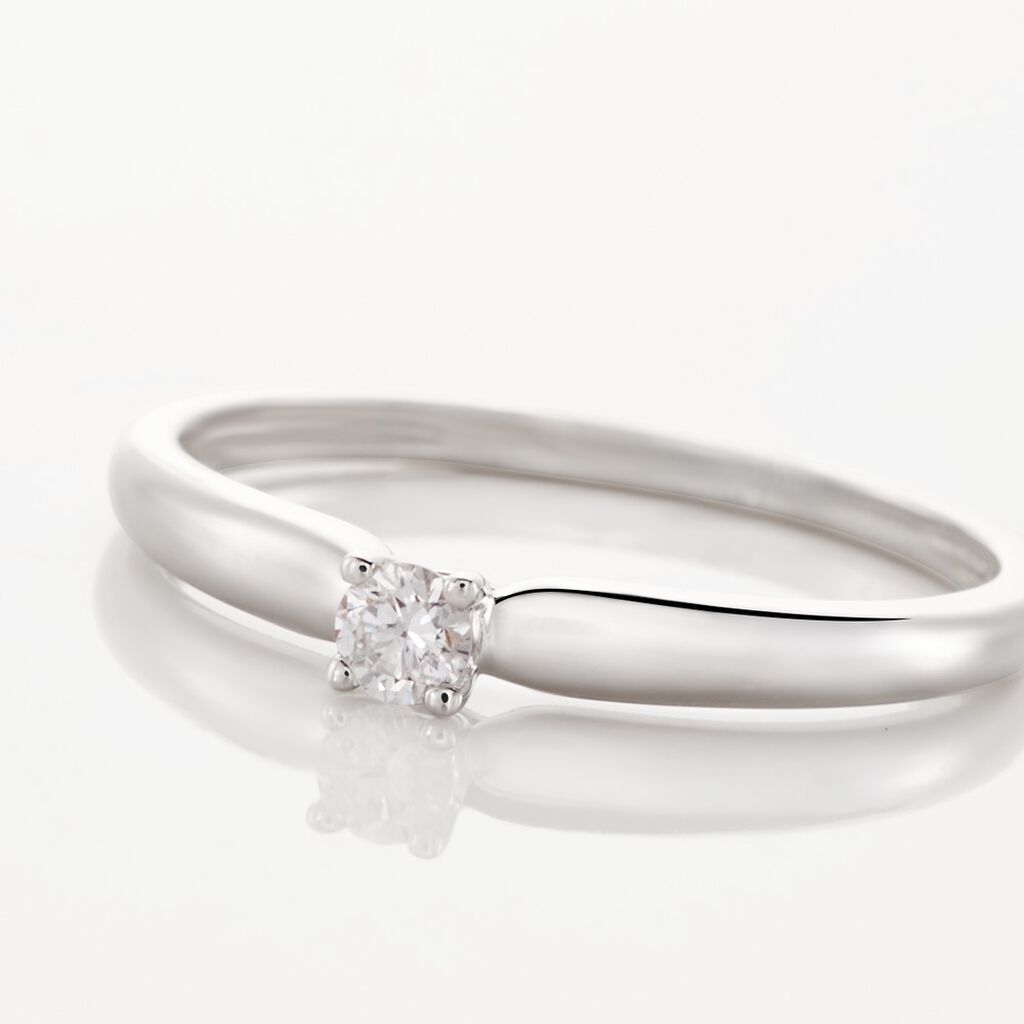 Bague Solitaire Flora Or Blanc Diamant - Bagues solitaires Femme | Histoire d&rsquo;Or