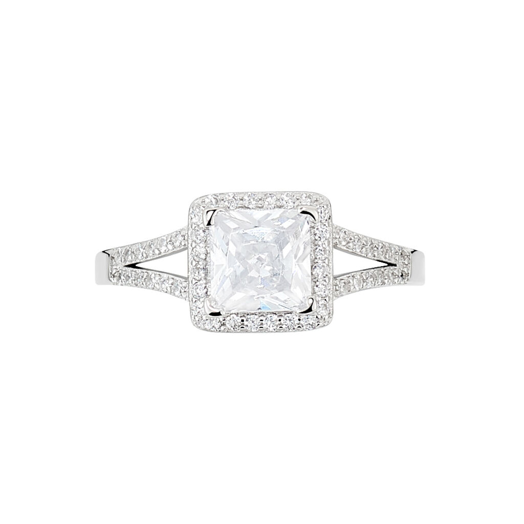 Bague Solitaire Wilona Argent Blanc Oxyde De Zirconium - Bagues solitaires Femme | Histoire d’Or