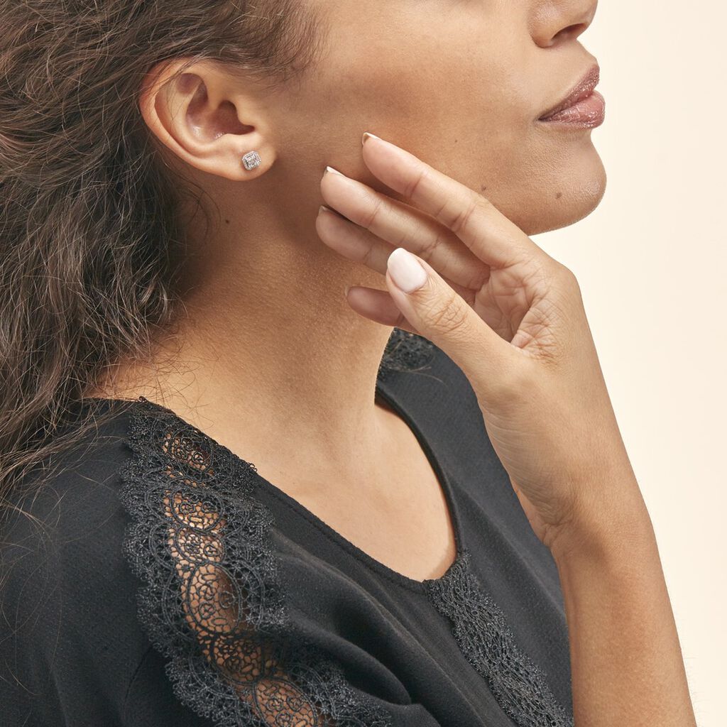 Boucles D'oreilles Puces Collection 1986 Or Blanc Diamant - Clous d'oreilles Femme | Histoire d’Or