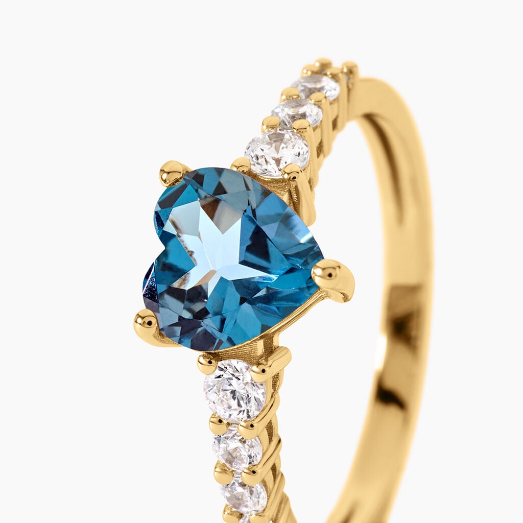 Bague Fany Argent Dor&eacute; A L'Or 750/1000 Topaze Oxyde De Zirconium - Bagues solitaires Femme | Histoire d&rsquo;Or
