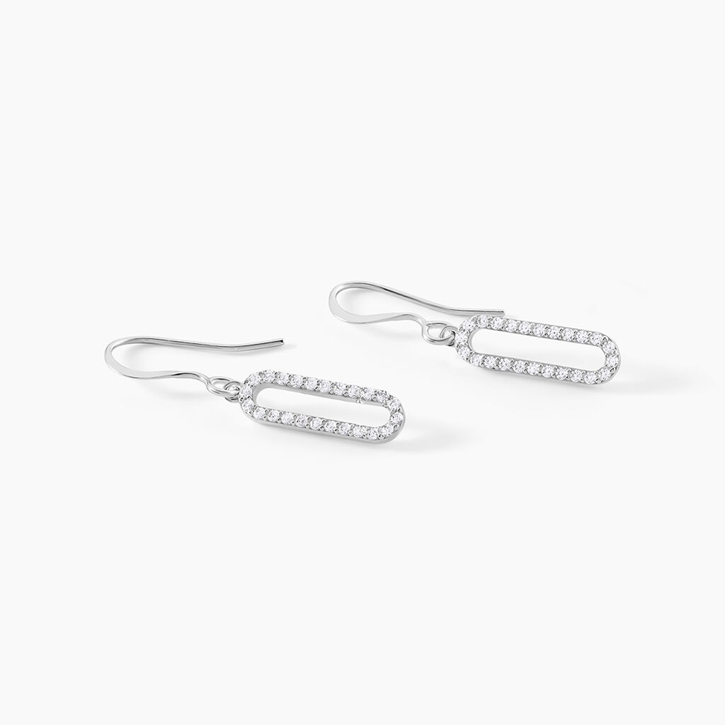 Boucles D'oreilles Pendantes Isabel Argent Blanc Oxyde De Zirconium - Boucles d'oreilles fantaisie Femme | Histoire d&rsquo;Or