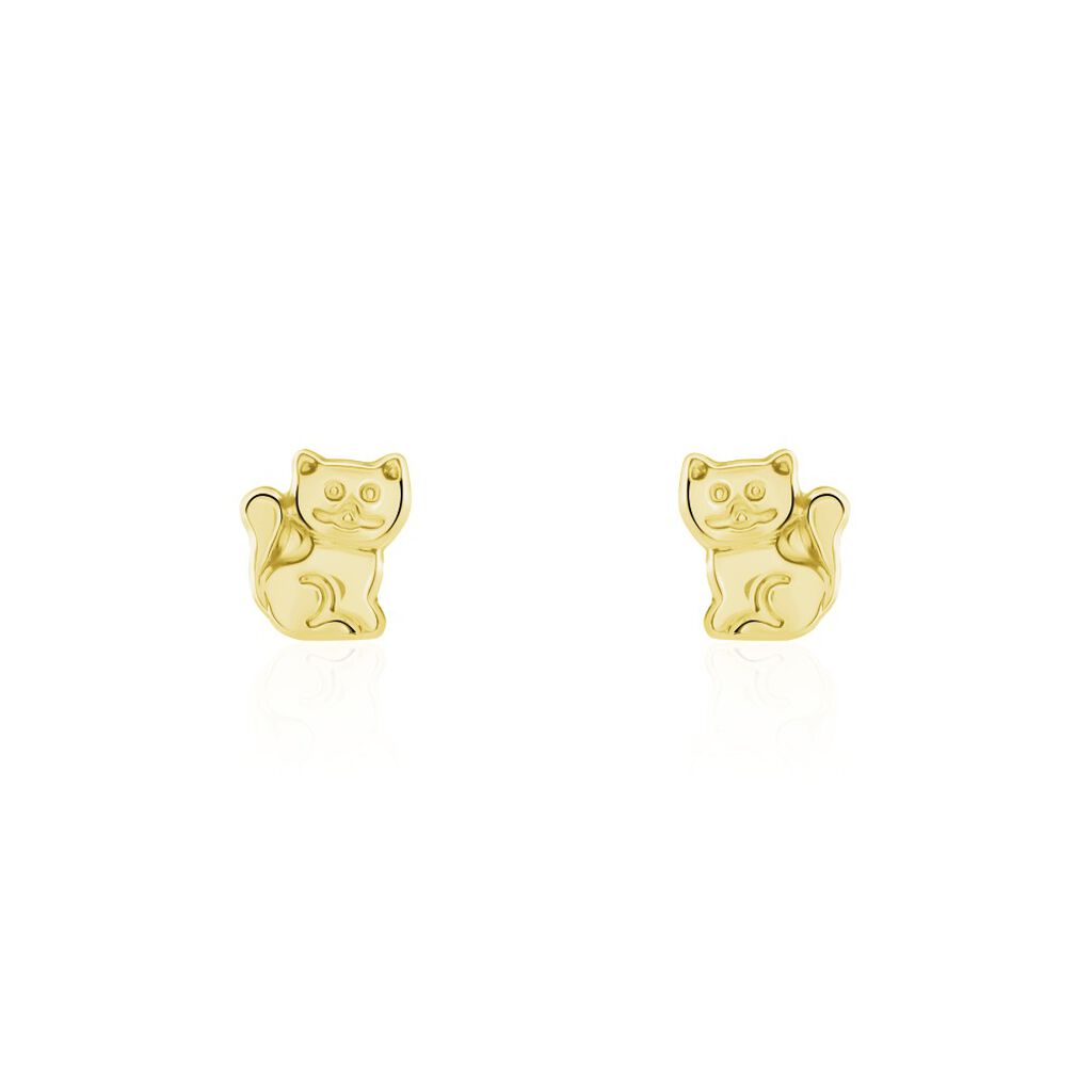 Boucles D'oreilles Puces Florenta Chat Or Jaune