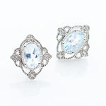 Boucles D'oreilles Puces Amance Or Blanc Topaze Et Oxyde De Zirconium - Clous d'oreilles Femme | Histoire d&rsquo;Or