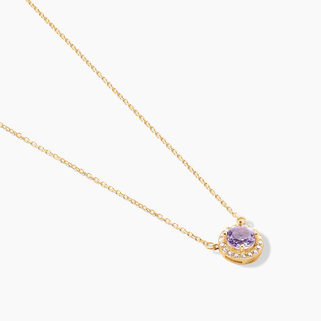 Collier Munira Or Jaune Am&eacute;thyste Oxyde De Zirconium - Colliers Femme | Histoire d&rsquo;Or