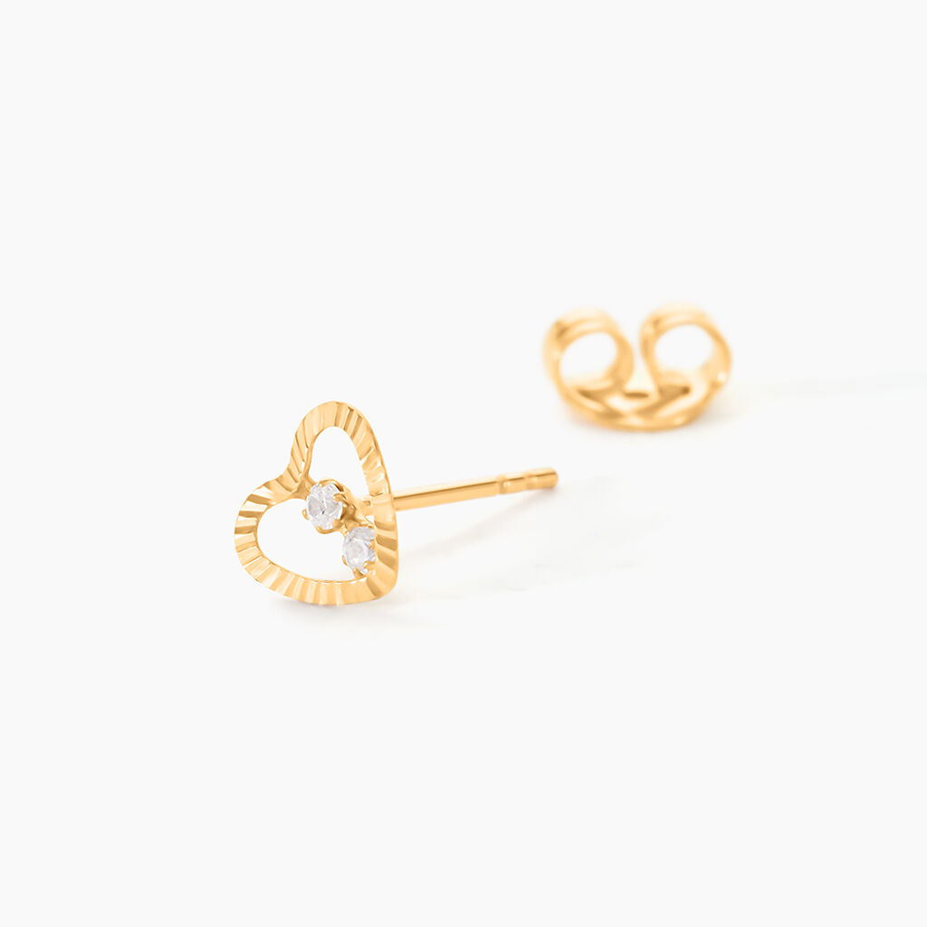 Boucles D'oreilles Puces Daria Cœur 6 Or Jaune Oxyde - Clous d'oreilles Femme | Histoire d’Or