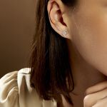 Boucles D'oreilles Puces Daria C&oelig;ur Or Blanc Oxyde De Zirconium - Clous d'oreilles Femme | Histoire d&rsquo;Or