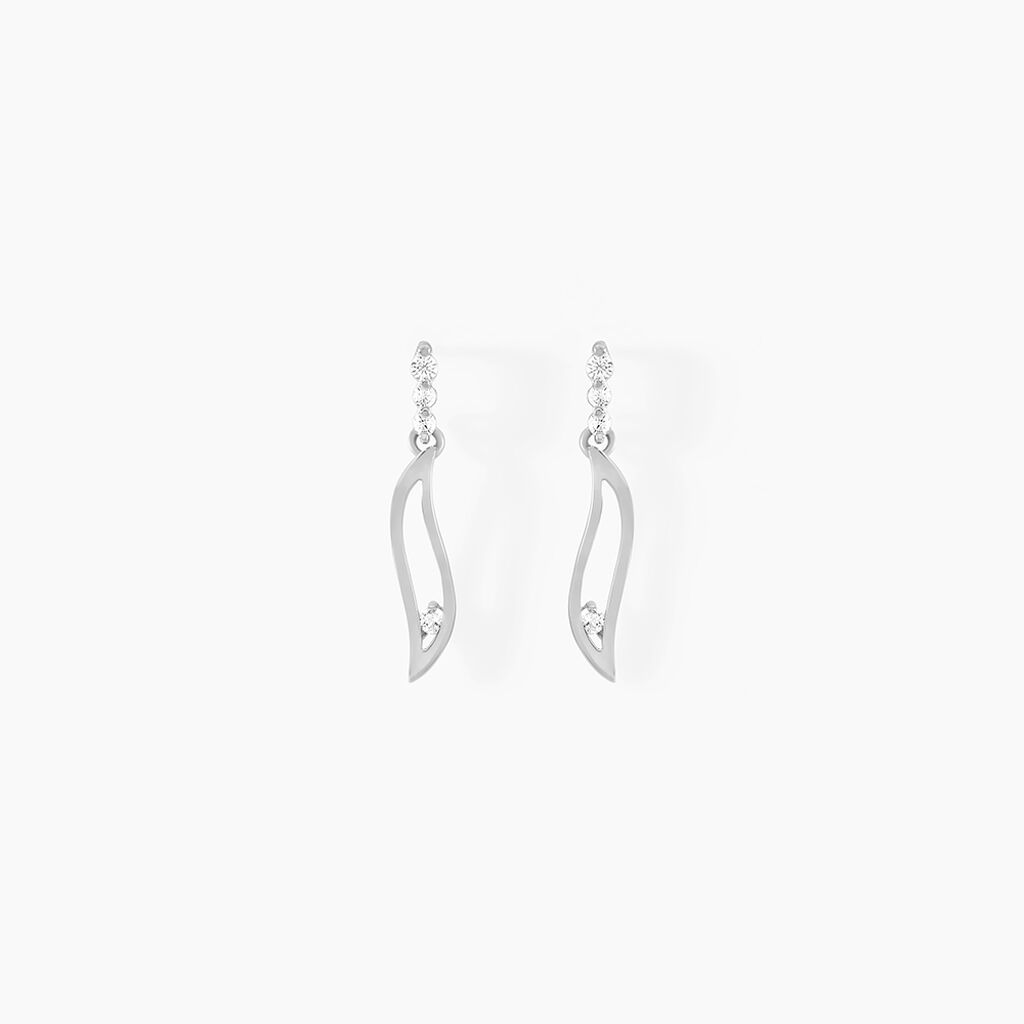 Boucles D'oreilles Pendantes Ysanna Or Blanc Oxyde De Zirconium - Boucles d'oreilles pendantes Femme | Histoire d’Or