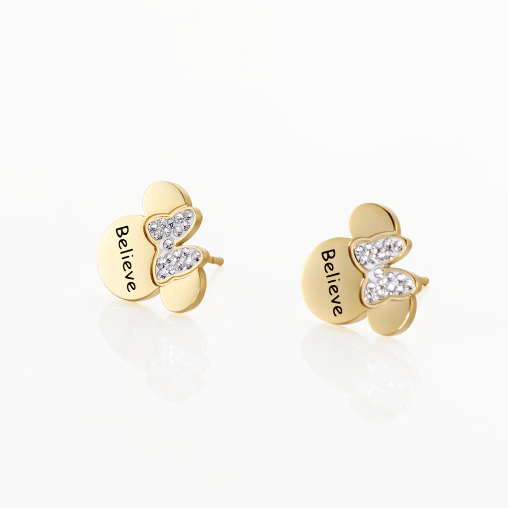 Boucles D'oreilles Puces Disney Acier Doré Cristaux - Boucles d'oreilles fantaisie Femme | Histoire d’Or
